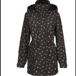Cabi Rainy Day Jacket. Black with pink flowers. True to size.
